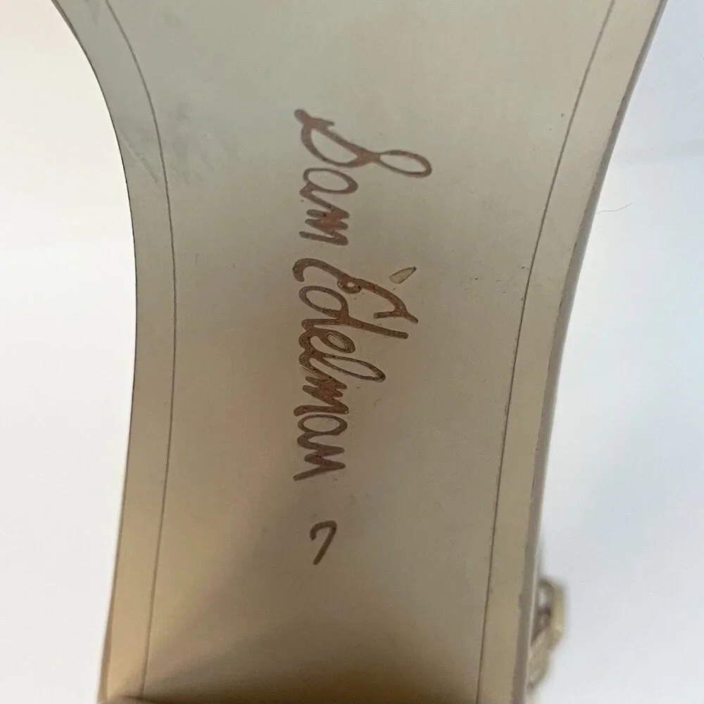 Sam Edelman Yaro Size 7 Classic Nude Ankle Strap Sandal Heel - Picture 7 of 8